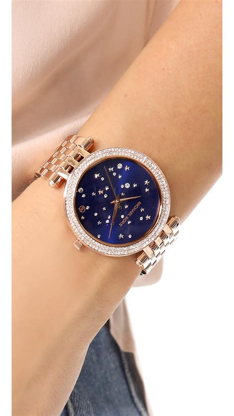 michael kors rose gold blue band|Michael Kors rose gold watches.